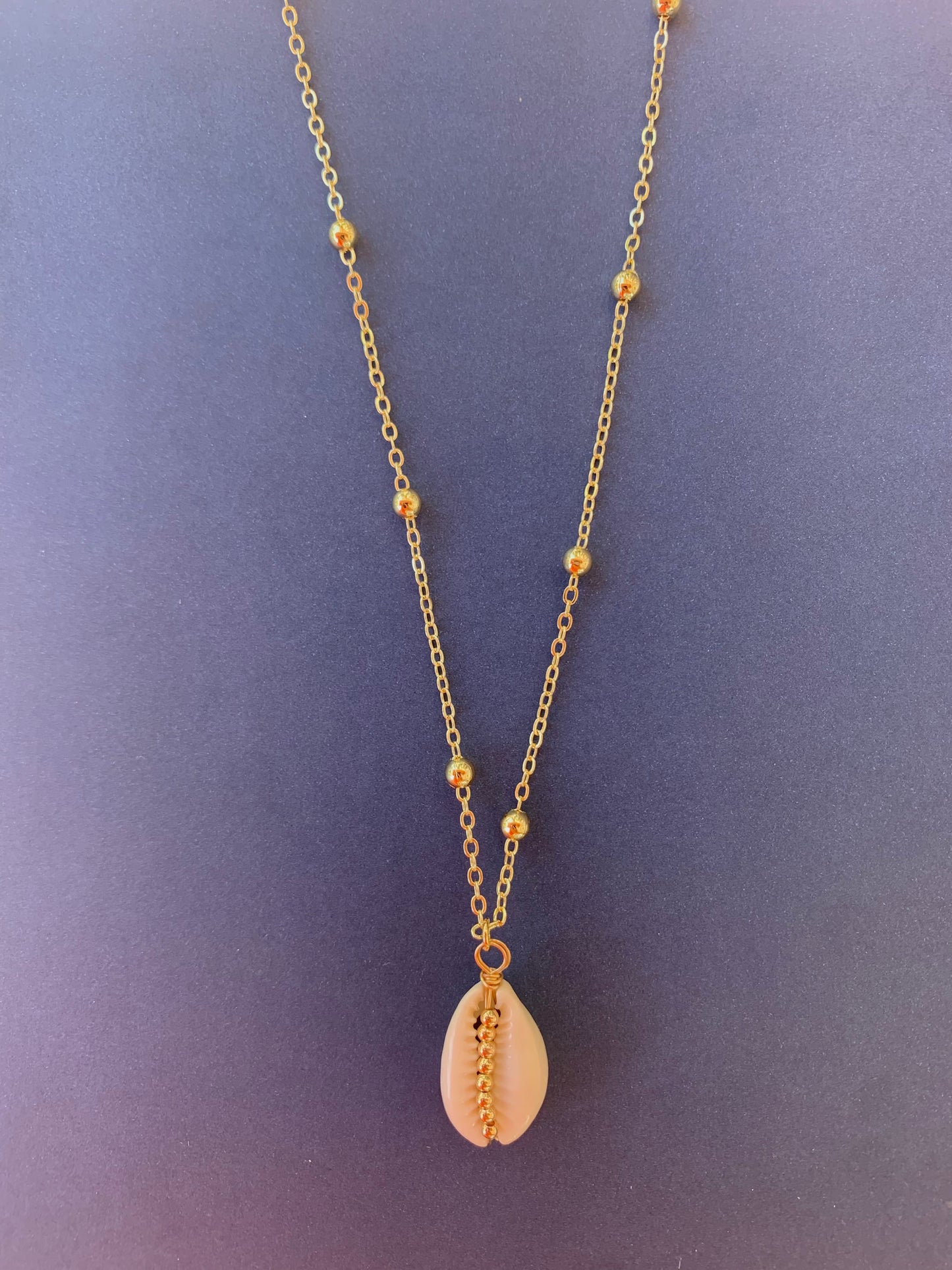 Gold Beaded Puka Necklace