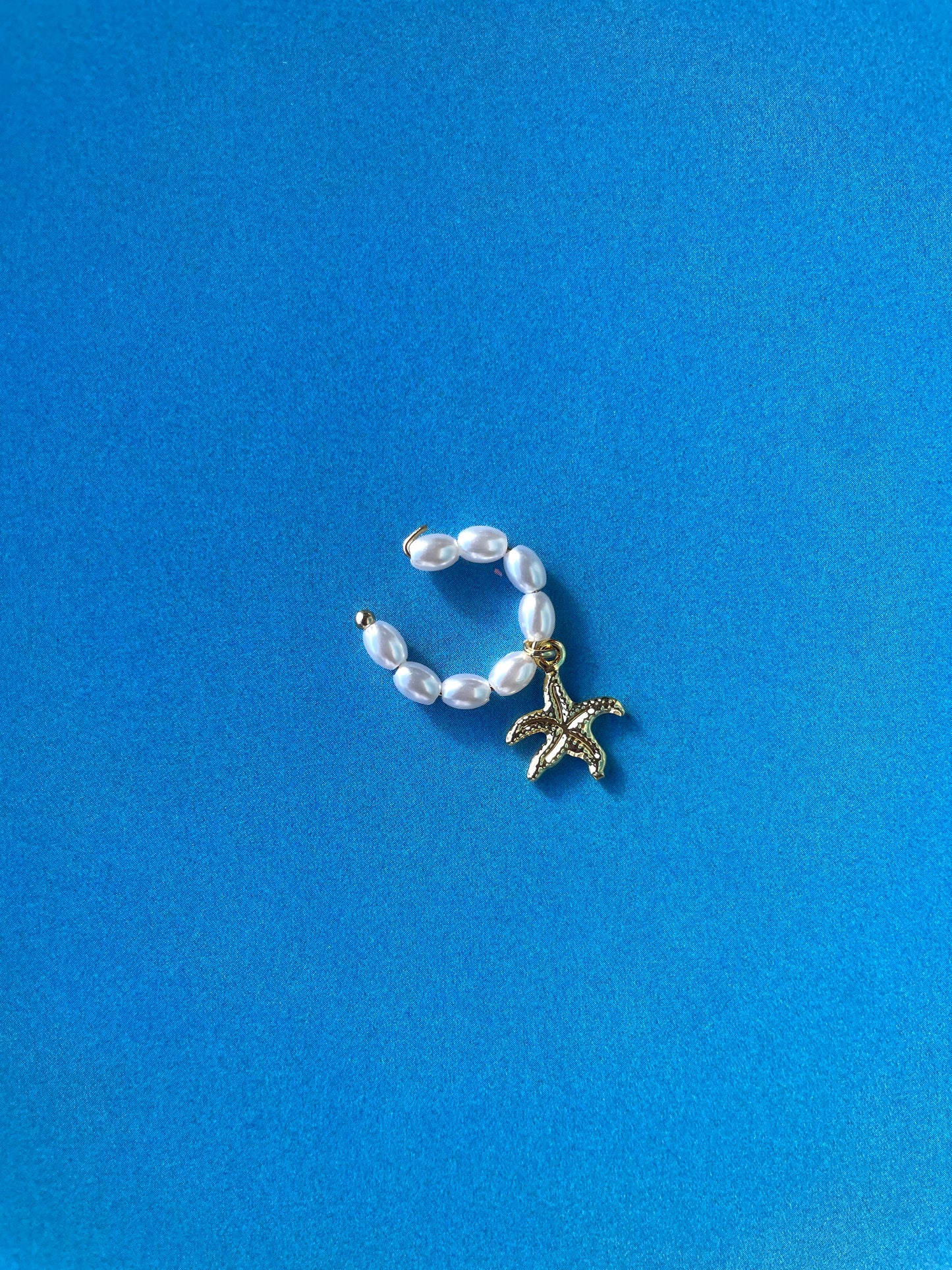 Gold Starfish Pearl Ear Cuff