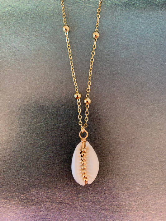 Gold Beaded Puka Necklace