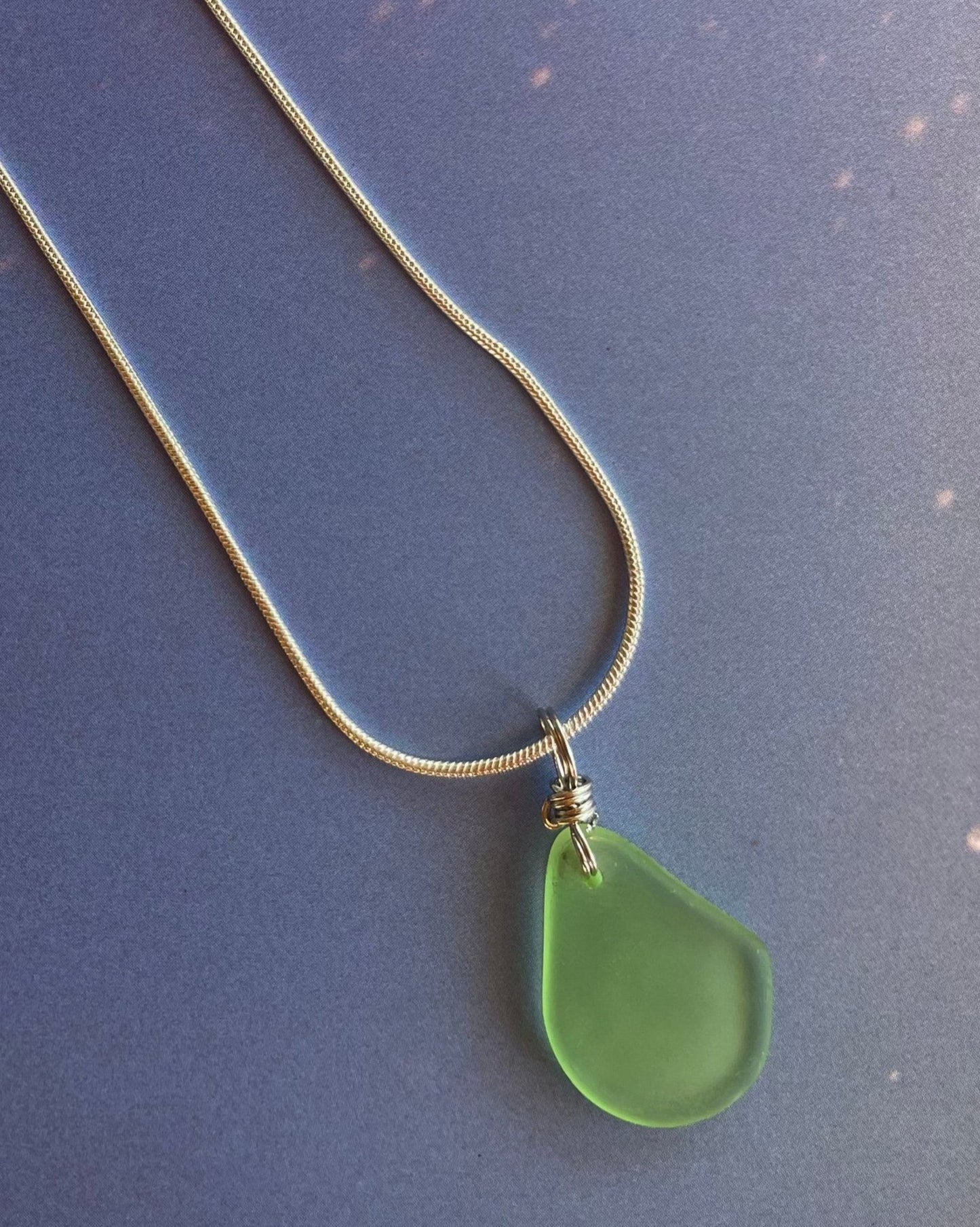 Silver Seafoam Glass Necklace