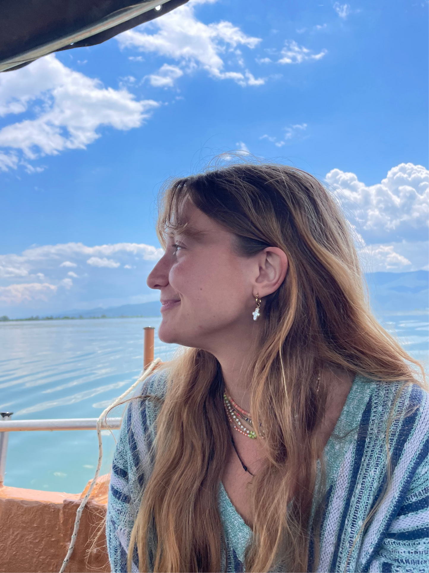 Small Freshwater Pearl Cross Gold Hoops