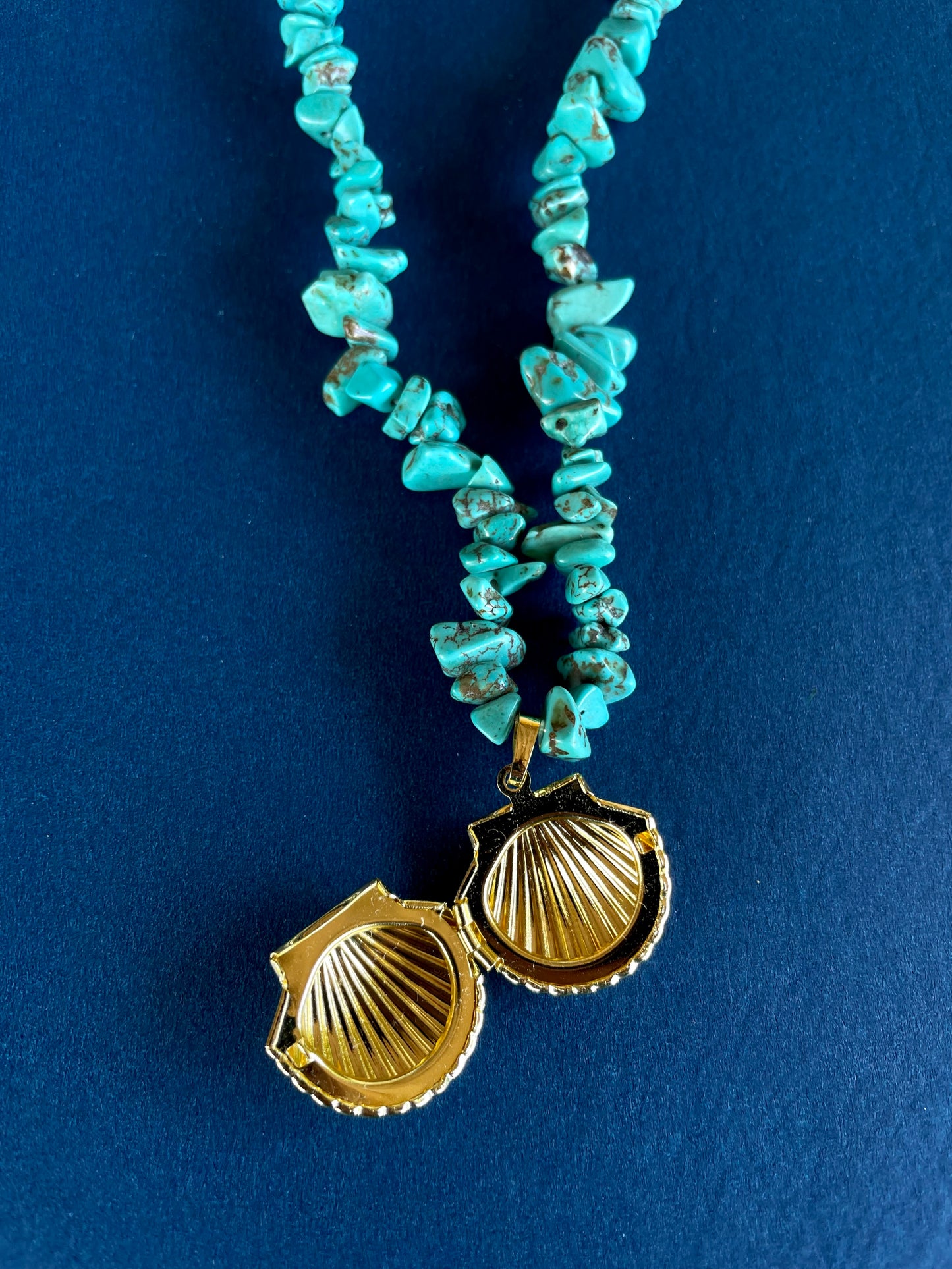 Turquoise Gold Shell Locket