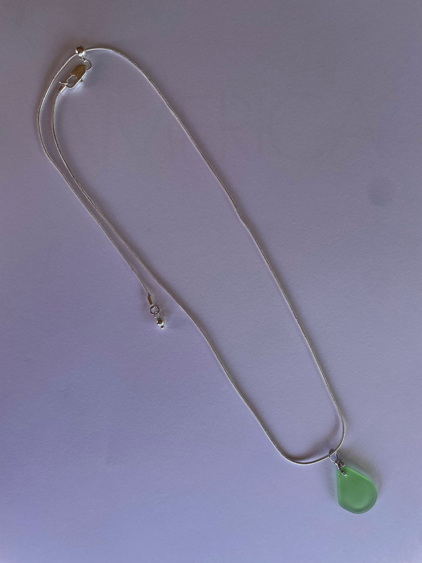 Silver Seafoam Glass Necklace