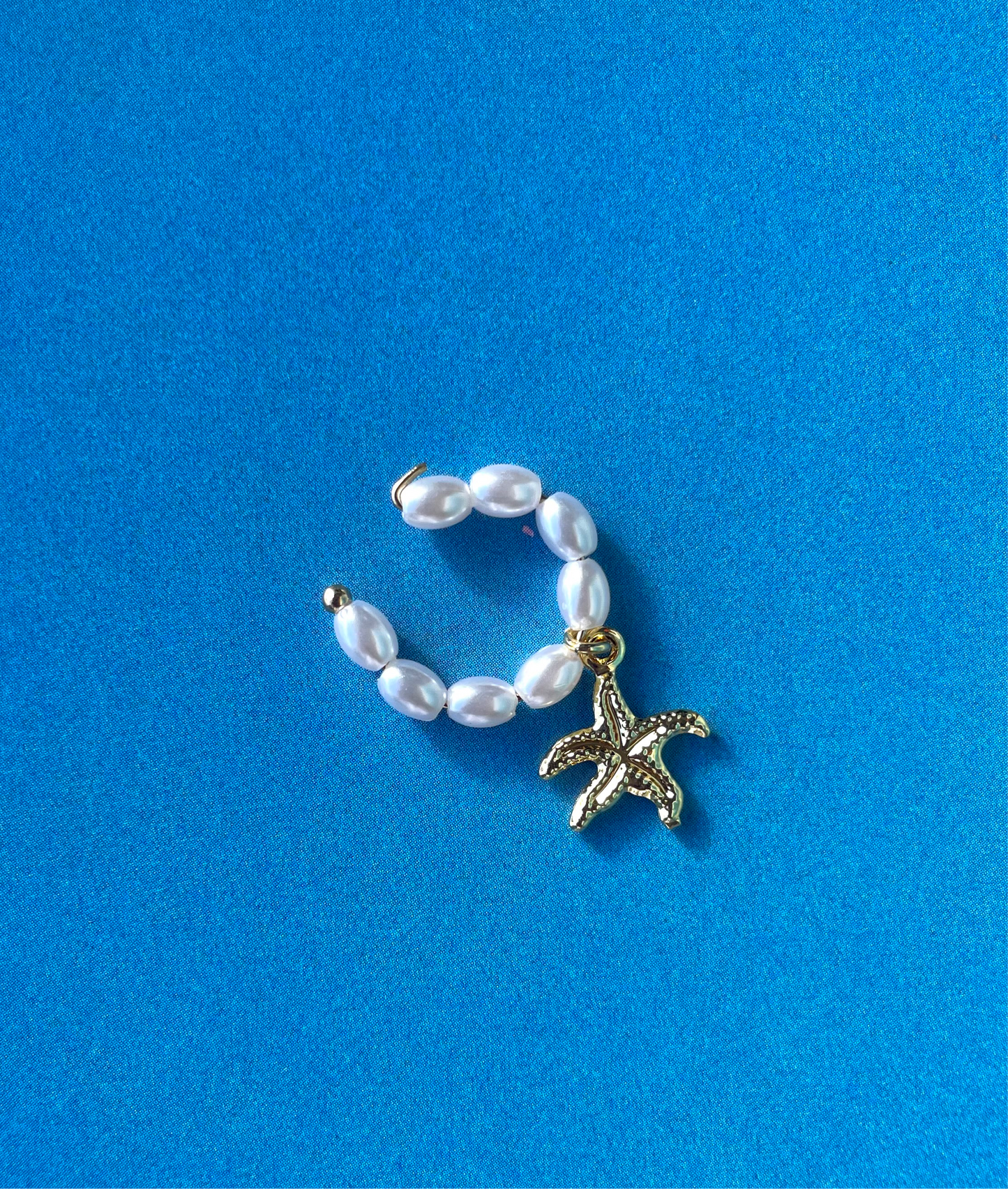 Gold Starfish Pearl Ear Cuff