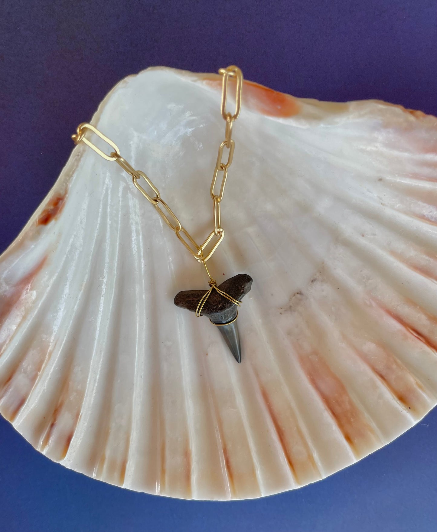 Gold Lemon Shark Tooth Necklace