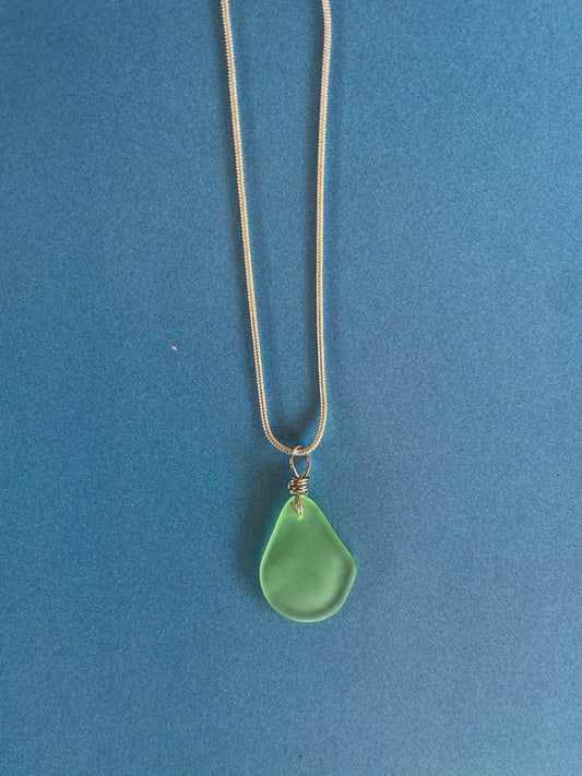 Silver Seafoam Glass Necklace